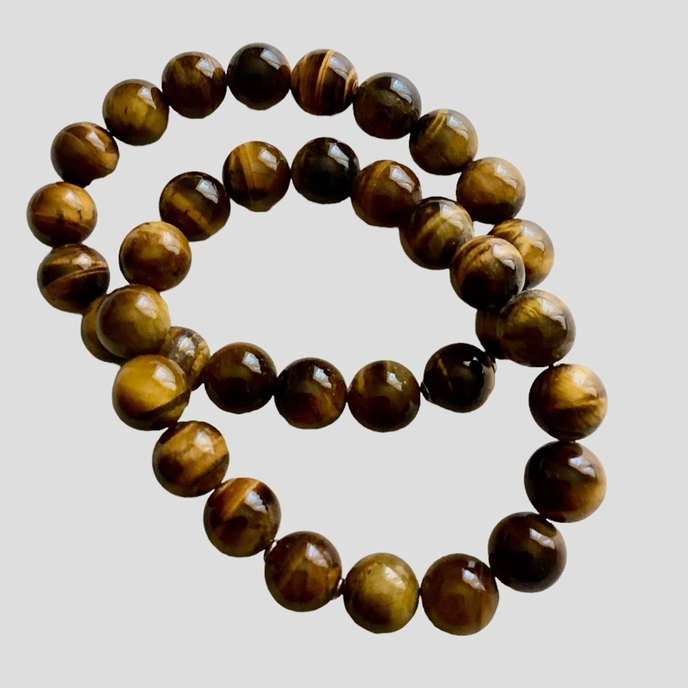 New! Pair Set 2 Large Tiger Eye Bracelets 8.3+ mm - Picture 4 of 5